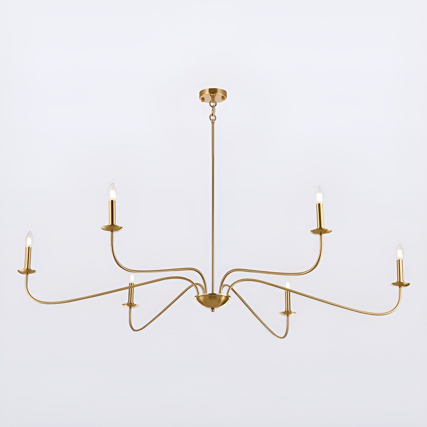 Lustre minimaliste français classique à 6 lumières avec éclairage de style bougie