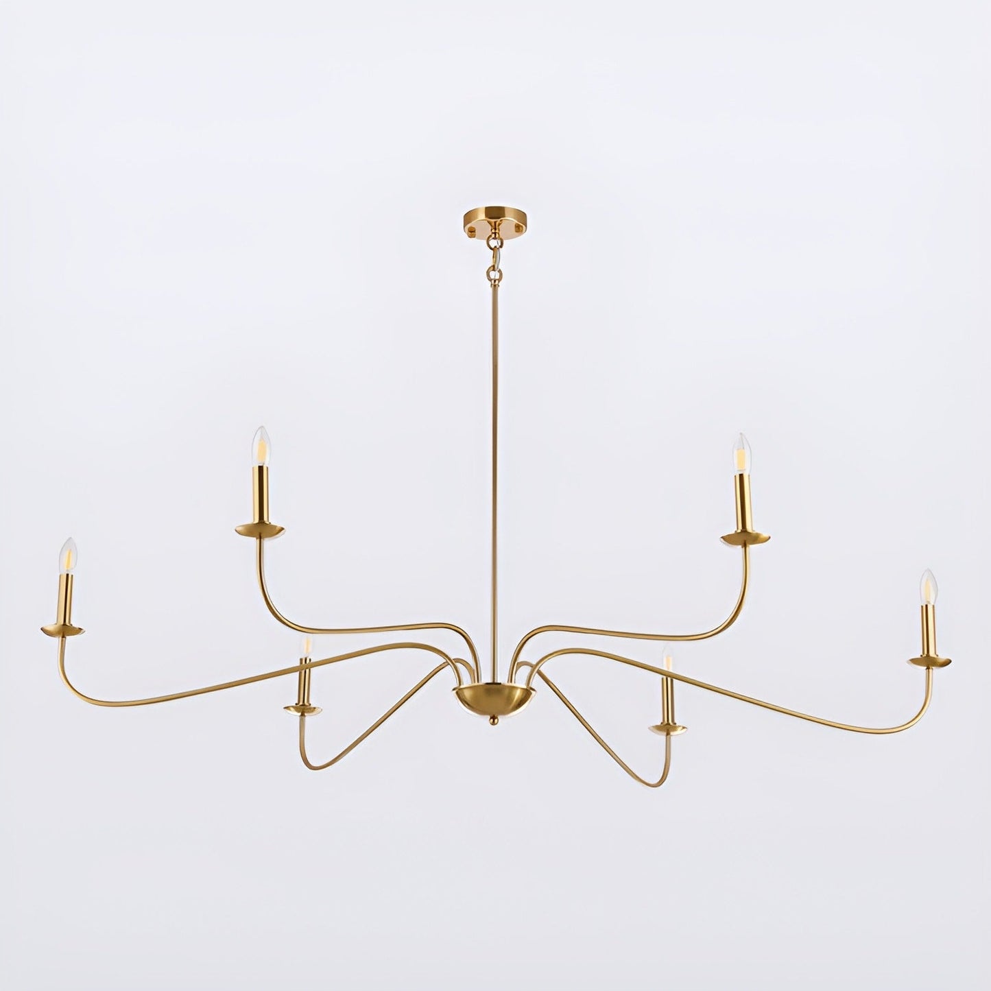 Lustre minimaliste français classique à 6 lumières avec éclairage de style bougie