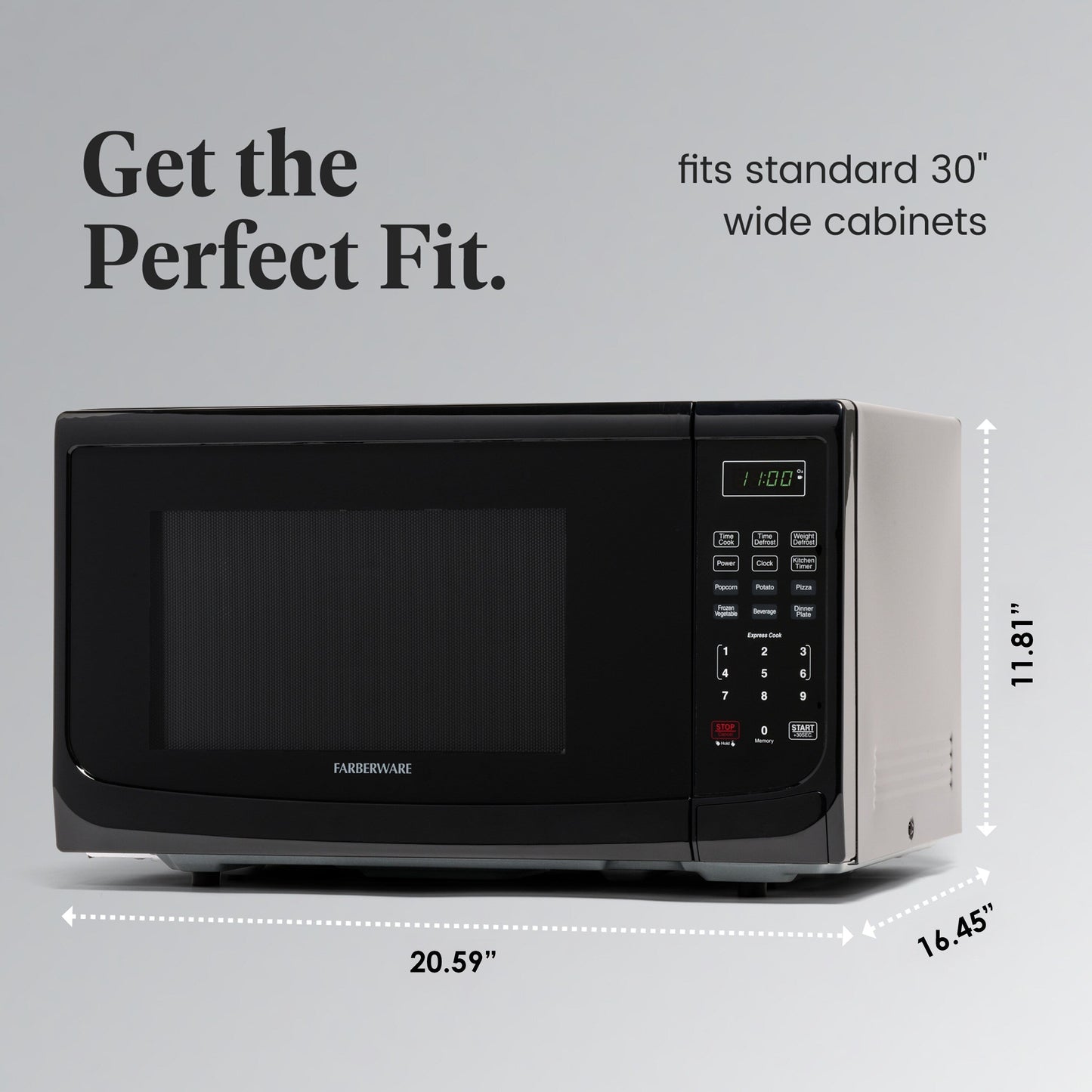 Four à micro-ondes de comptoir Farberware de 1 000 W et 1,1 pi³ avec éclairage LED et verrouillage enfant