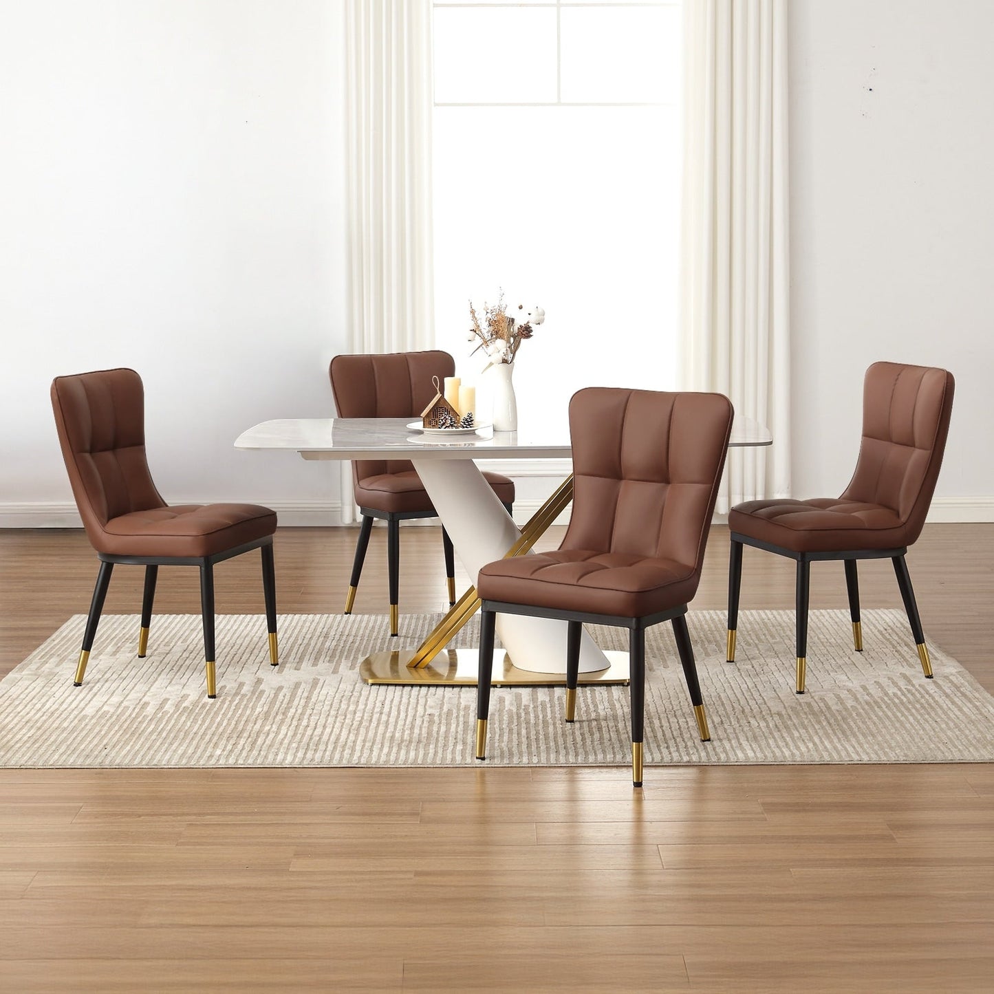 Lot de 2/4 chaises de salle à manger rembourrées en similicuir