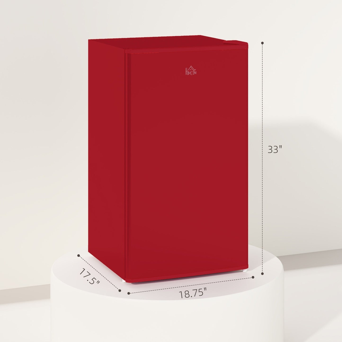 Mini-réfrigérateur compact HOMCOM de 3,2 pi³ avec congélateur, porte simple et thermostat réglable pour chambre à coucher