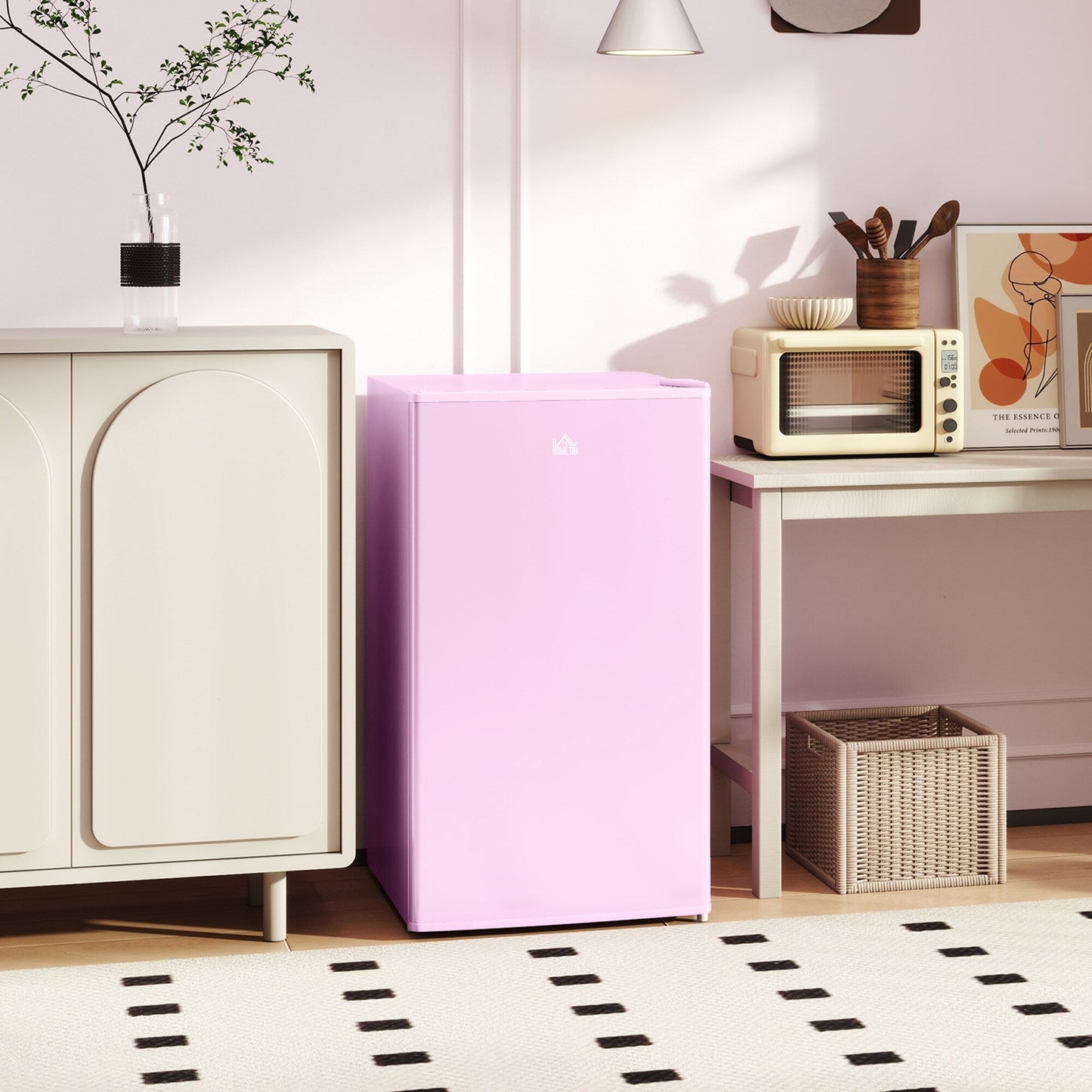 Mini-réfrigérateur compact HOMCOM de 3,2 pi³ avec congélateur, porte simple et thermostat réglable pour chambre à coucher