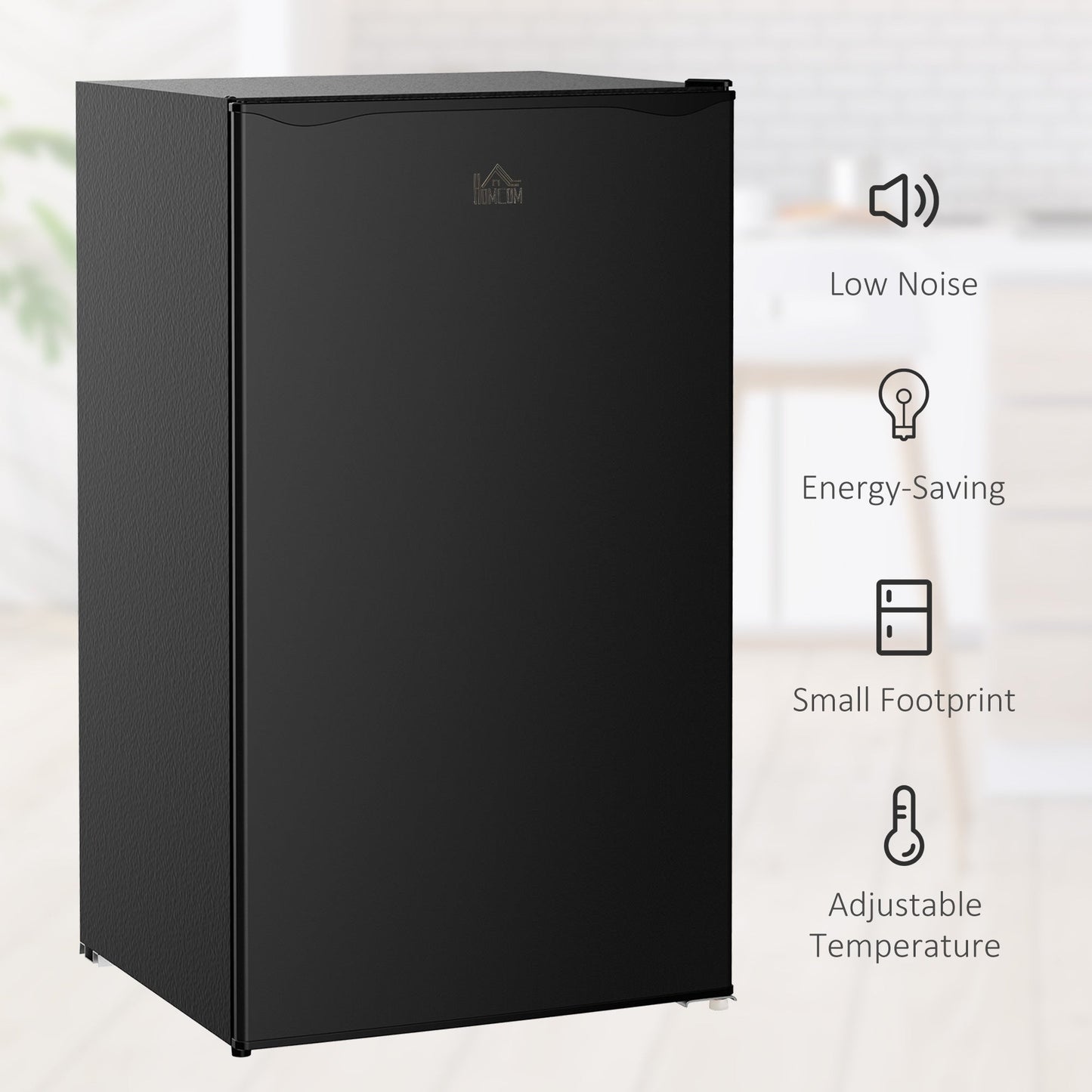 Mini-réfrigérateur compact HOMCOM de 3,2 pi³ avec congélateur, porte simple et thermostat réglable pour chambre à coucher