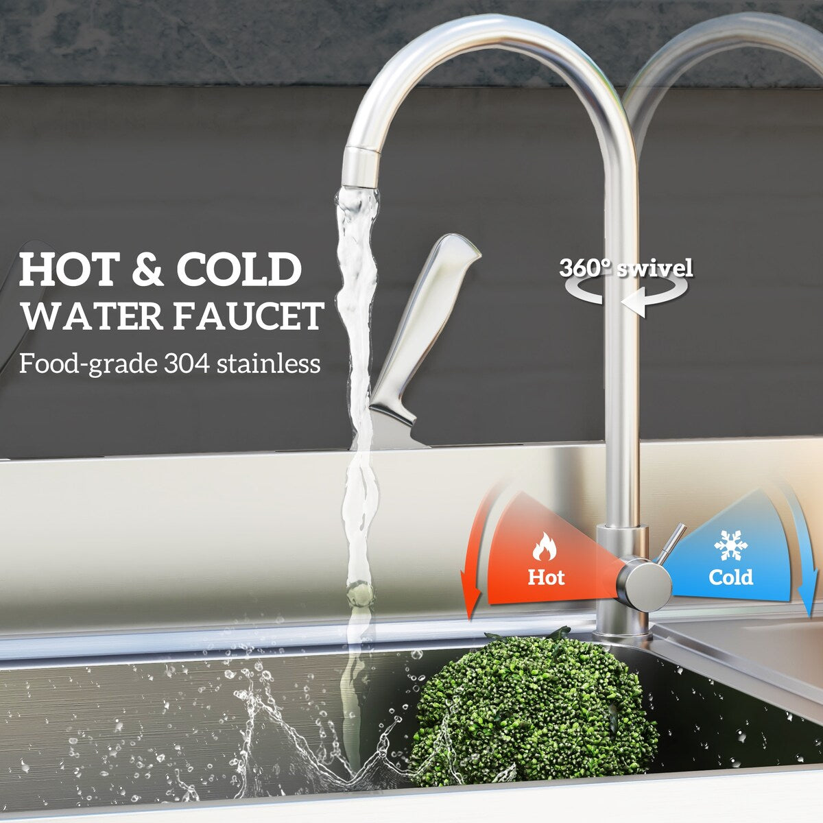 Évier utilitaire extérieur HOMCOM, évier profond en acier inoxydable, évier de cuisine autoportant à cuve unique, 39 pouces - 39 pouces