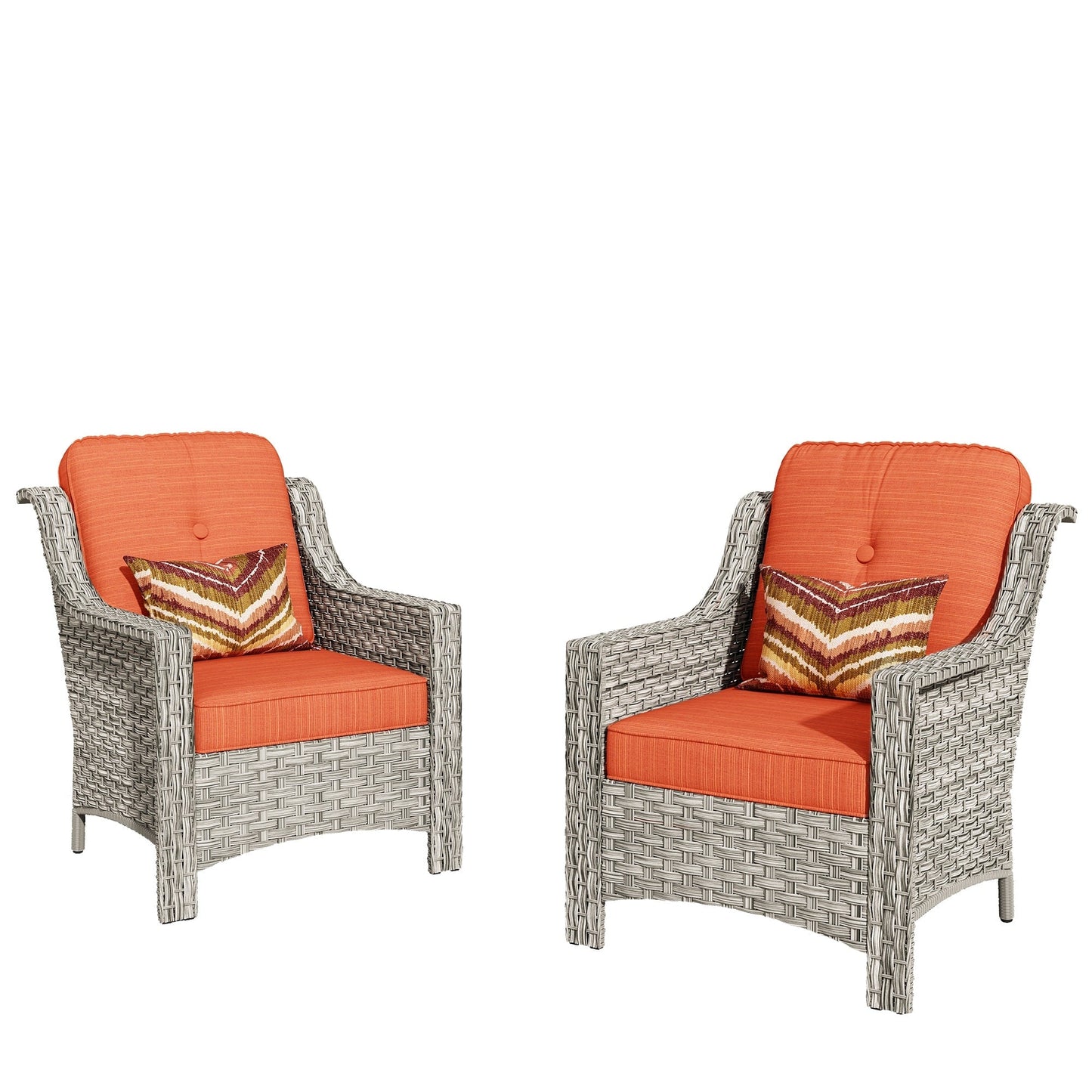 Ensemble de 2 chaises de patio d'extérieur en rotin et osier à dossier haut HOOOWOOO