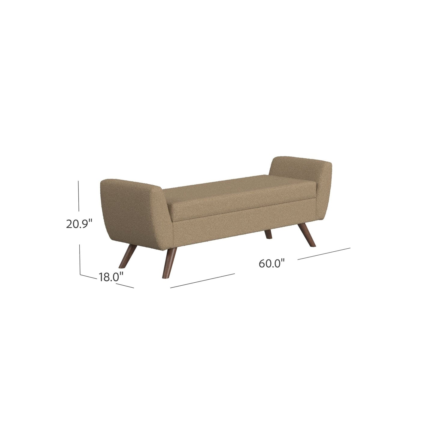 Banc de rangement moderne Sherpa avec pieds en bois HomePop
