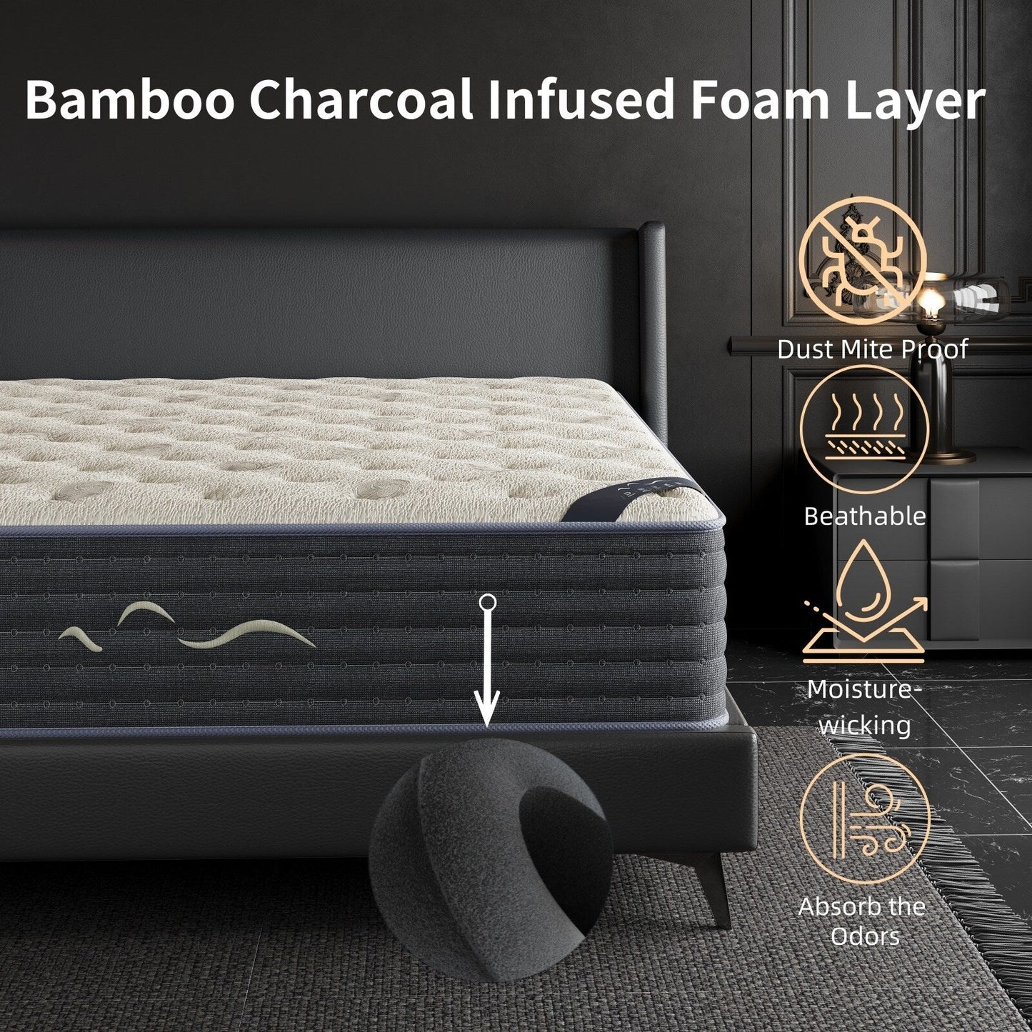 Matelas hybride double face luxueux SweDrea de 14 po – Ferme/Mince, certifié CertiPUR-US, SGS et OEKO-TEX