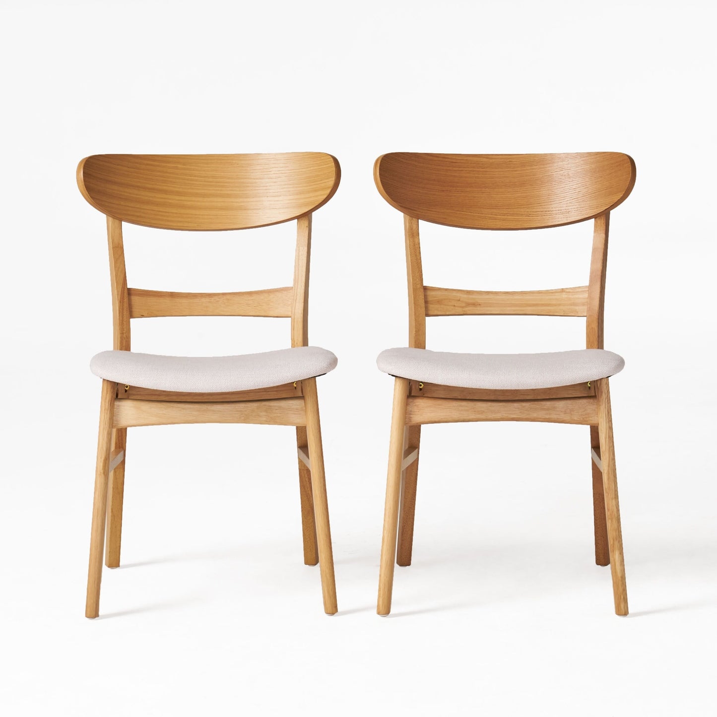 Chaise de salle à manger Abrielle en bois d'hévéa rembourrée de style milieu de siècle (lot de 2) par Christopher Knight Home
