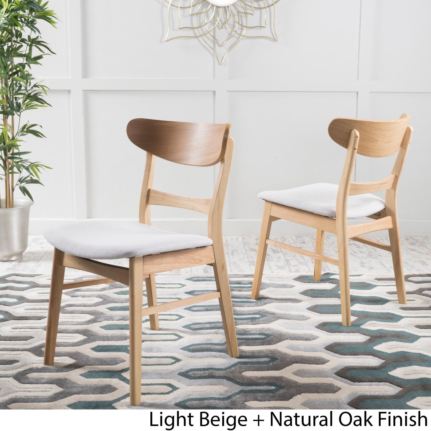 Chaise de salle à manger Abrielle en bois d'hévéa rembourrée de style milieu de siècle (lot de 2) par Christopher Knight Home