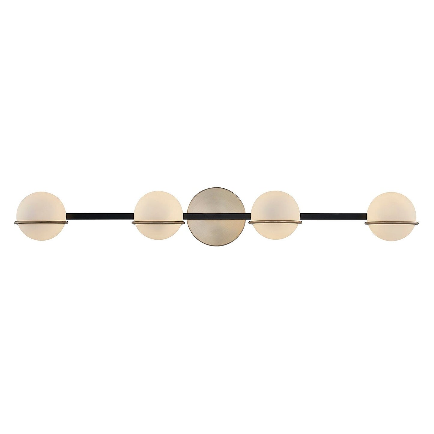 Barre de salle de bain Justice Design Group EVOLV Fusion Centric à 4 lumières avec abat-jour en verre opale