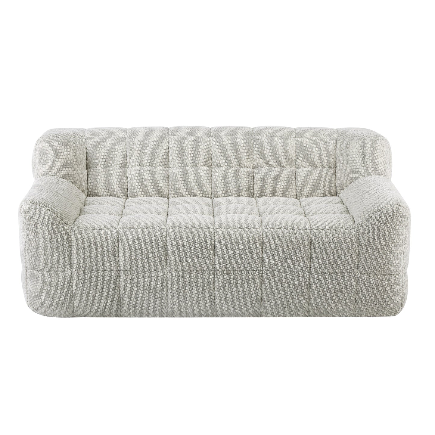 Canapé 2 places Liyasi à compression complète en velours litchi beige, aucun assemblage requis