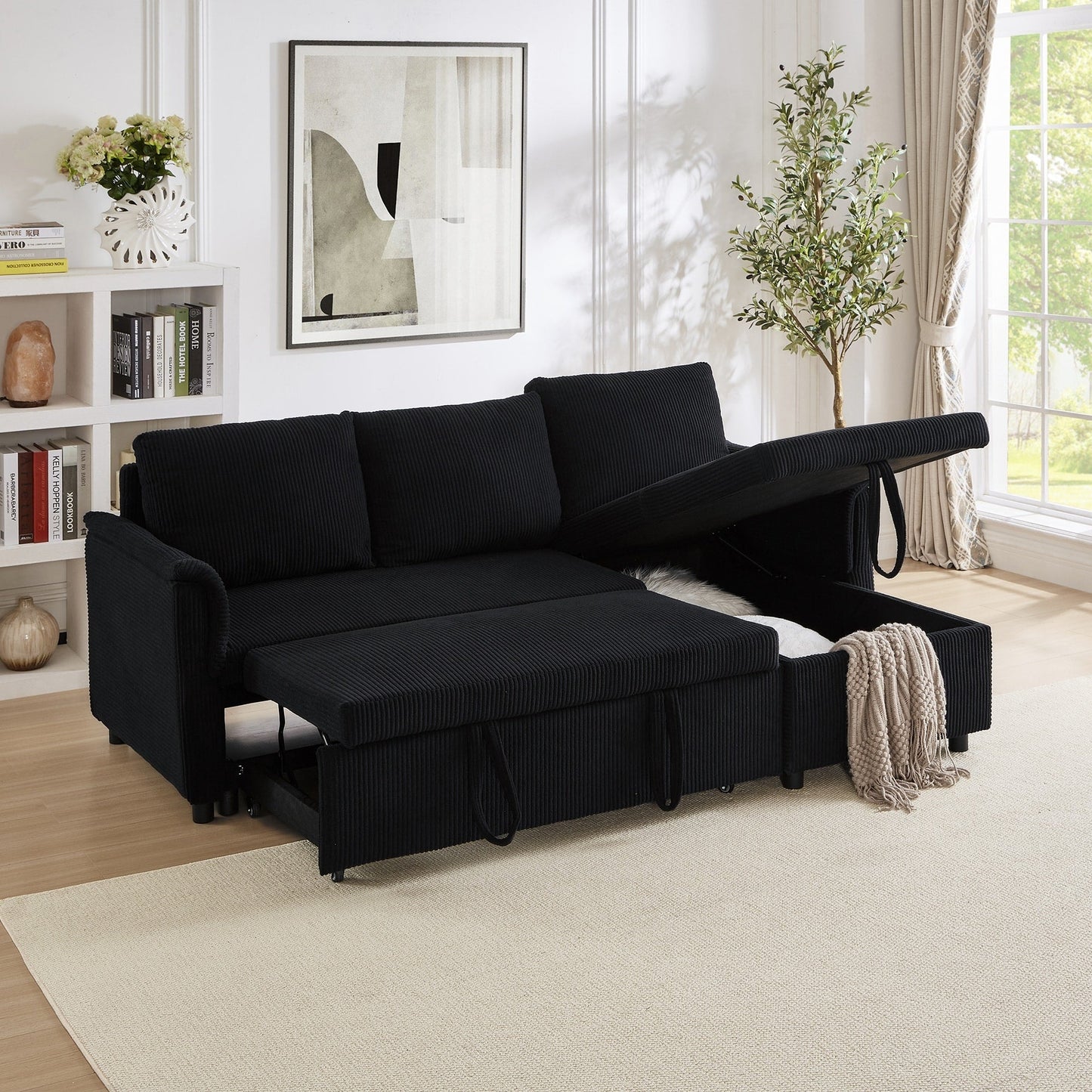 Canapé causeuse avec chaise longue Canapé convertible modulaire en L avec chaise longue de rangement