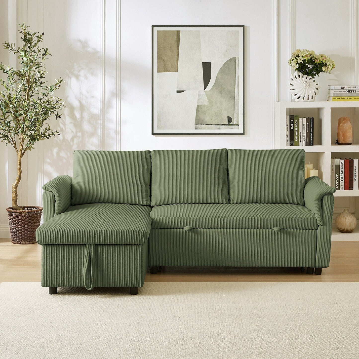 Canapé causeuse avec chaise longue Canapé convertible modulaire en L avec chaise longue de rangement