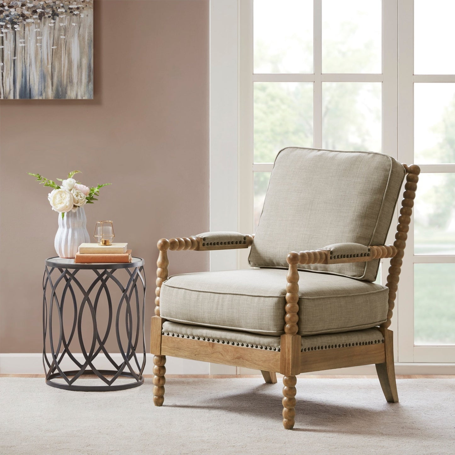 Fauteuil à cadre en bois tourné Madison Park Donohue