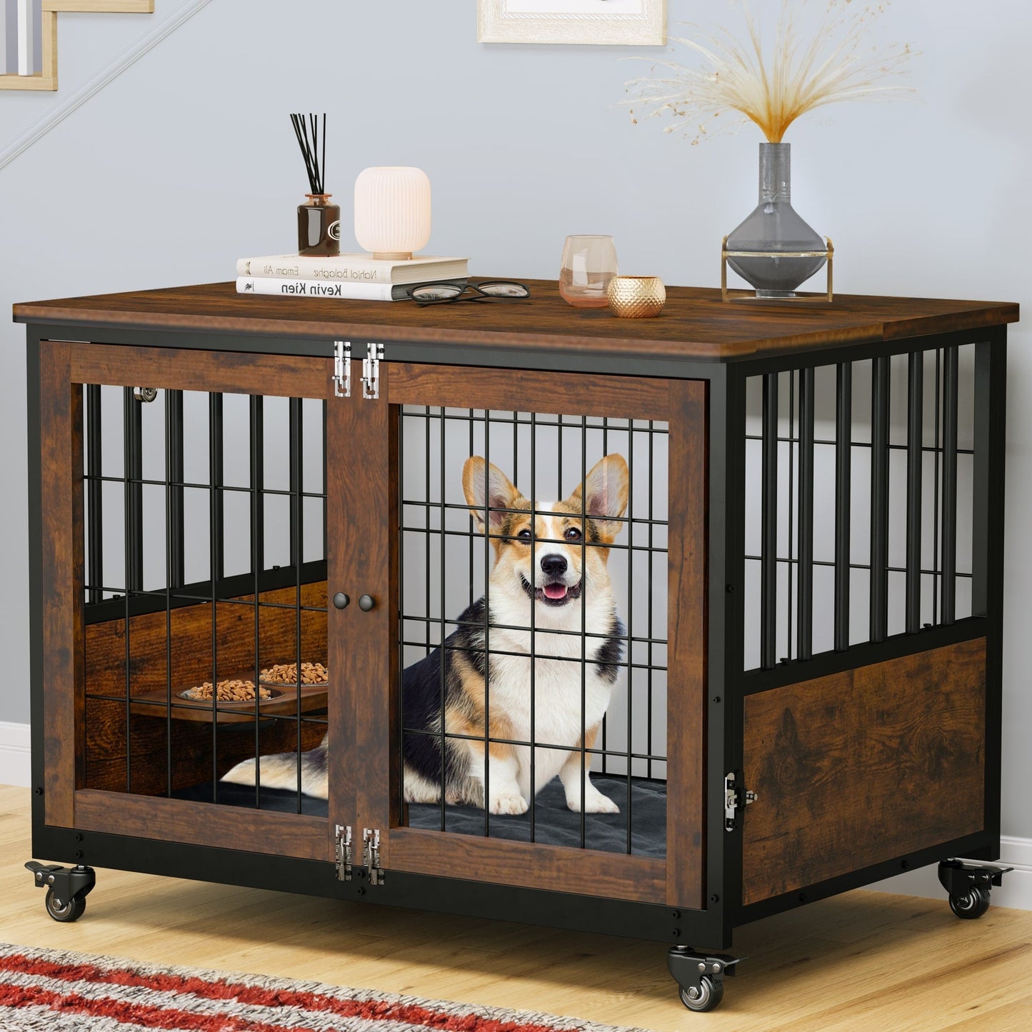 Table d'appoint en forme de cage pour chien de style Moasis Furniture