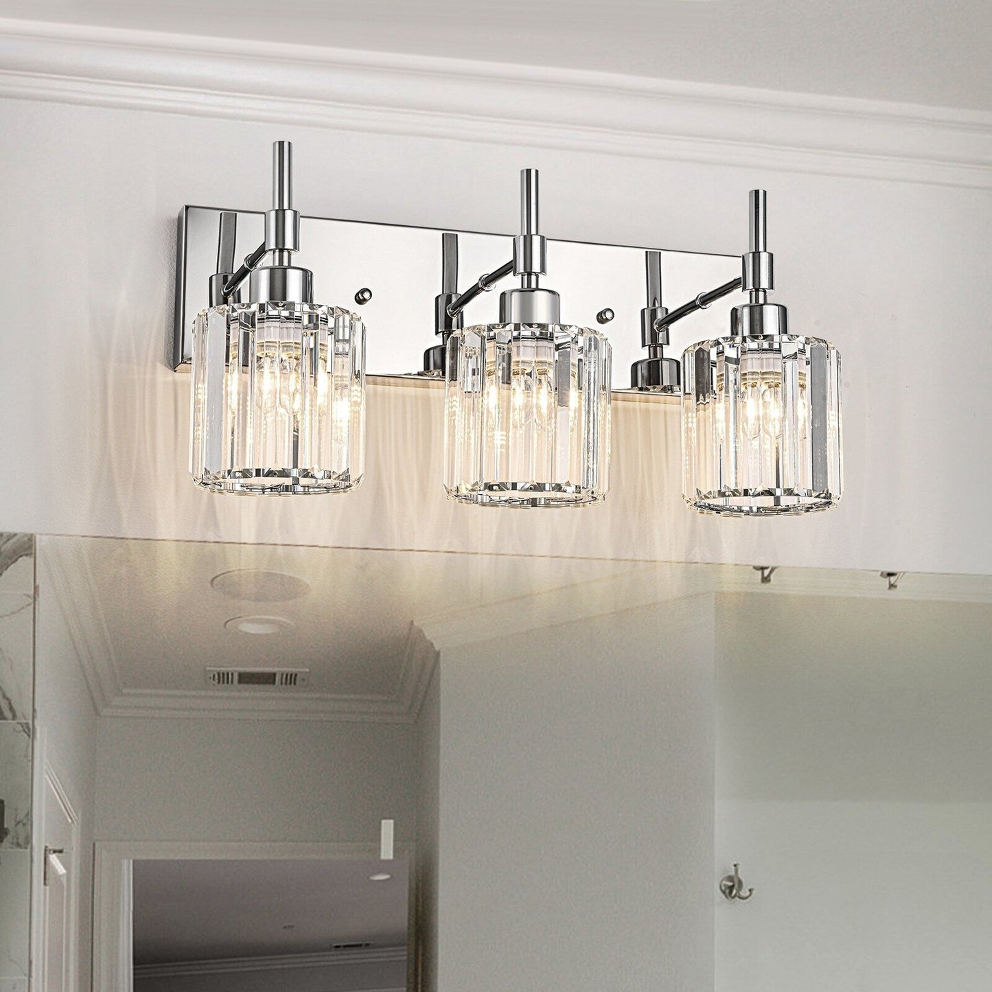 Appliques murales modernes à intensité variable pour salle de bain avec abat-jour en cristal