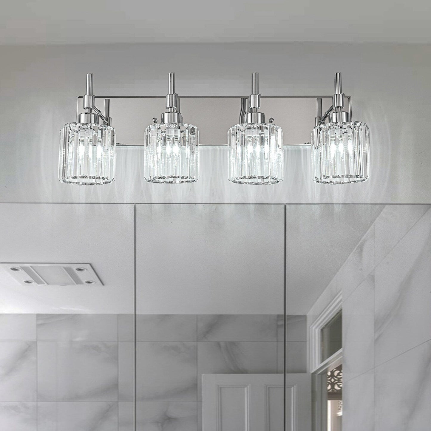 Appliques murales modernes à intensité variable pour salle de bain avec abat-jour en cristal