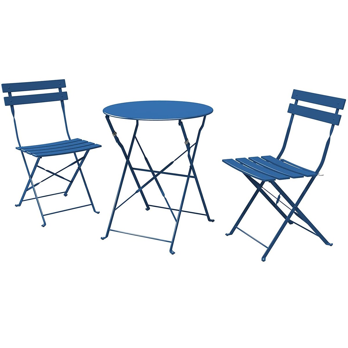 Ensemble bistrot pliant en métal 3 pièces, résistant aux intempéries, pour l'extérieur et l'intérieur, idéal pour la terrasse, la cour et le jardin.