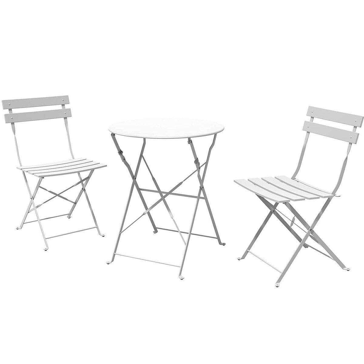 Ensemble bistrot pliant en métal 3 pièces, résistant aux intempéries, pour l'extérieur et l'intérieur, idéal pour la terrasse, la cour et le jardin.