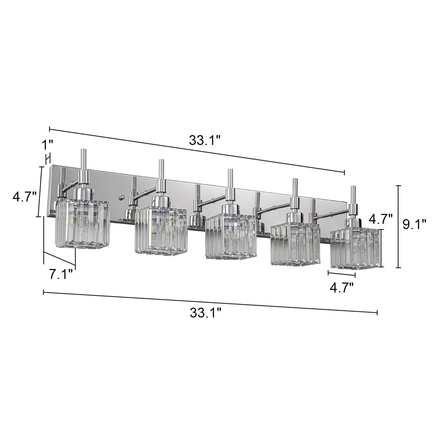Luminaires de salle de bain en cristal à intensité variable Ora Modern sur miroir Glam Vanity Lights