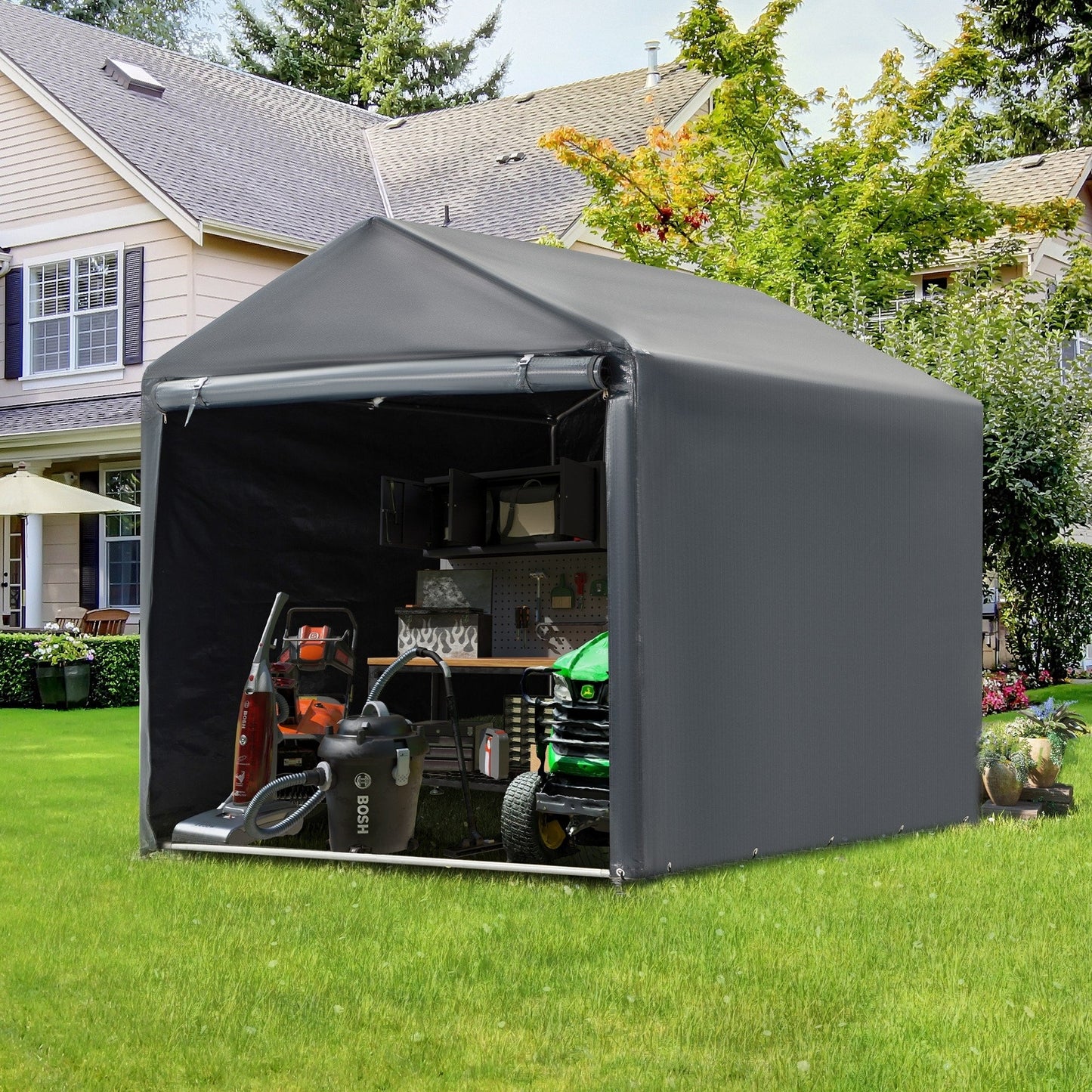 Abri de jardin et abri d'auto extérieur : abri portable pour vélos, motos et rangement de jardin