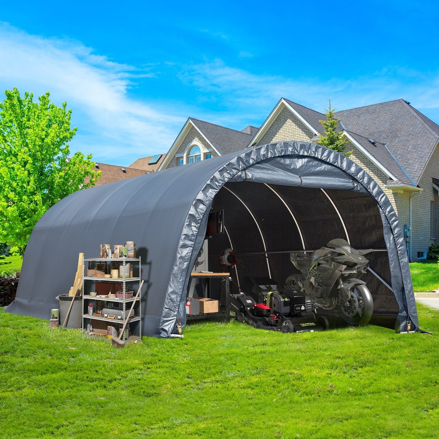 Abri de jardin et abri d'auto extérieur : abri portable pour vélos, motos et rangement de jardin