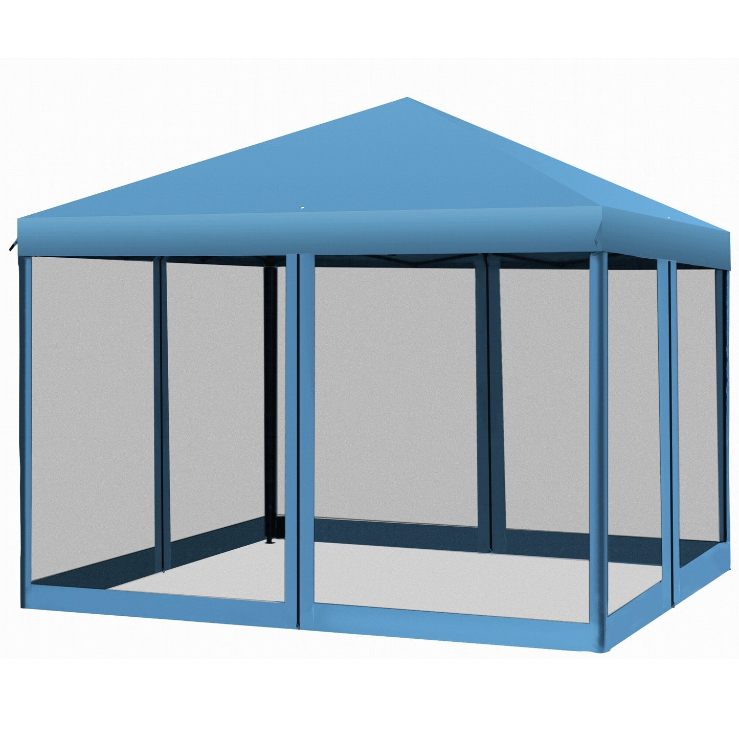 Auvent pop-up robuste Outsunny 10' x 10' avec filet latéral en maille amovible, conception d'installation facile, événement de fête en plein air