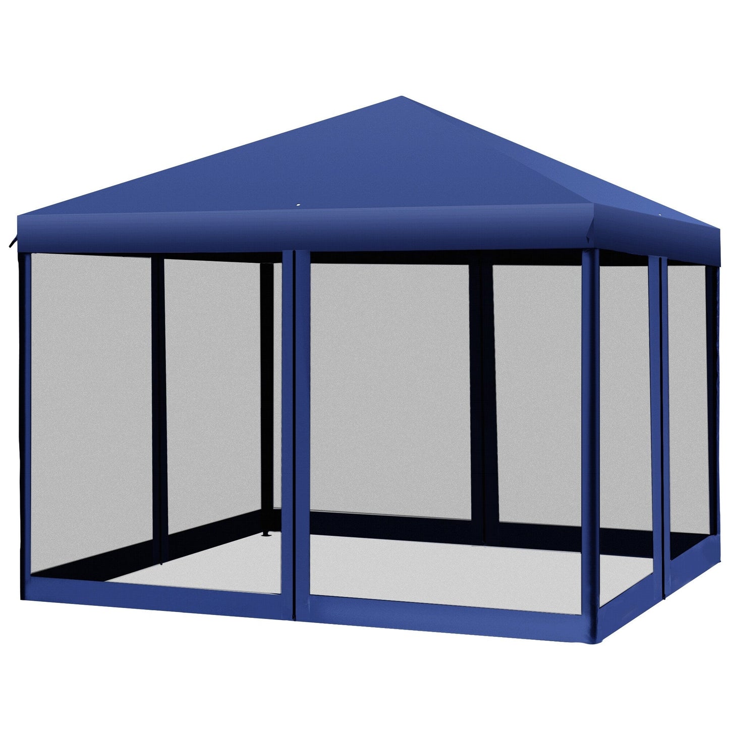 Auvent pop-up robuste Outsunny 10' x 10' avec filet latéral en maille amovible, conception d'installation facile, événement de fête en plein air