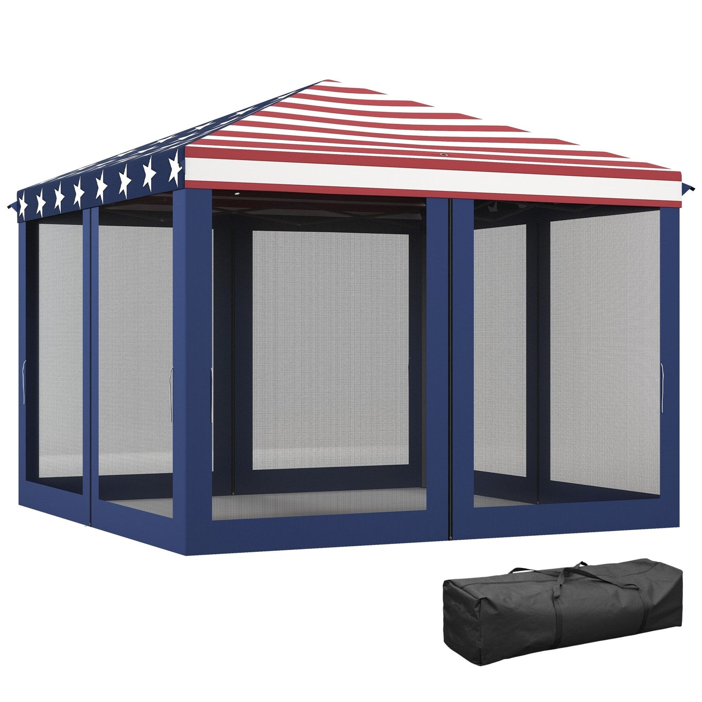 Auvent pop-up robuste Outsunny 10' x 10' avec filet latéral en maille amovible, conception d'installation facile, événement de fête en plein air