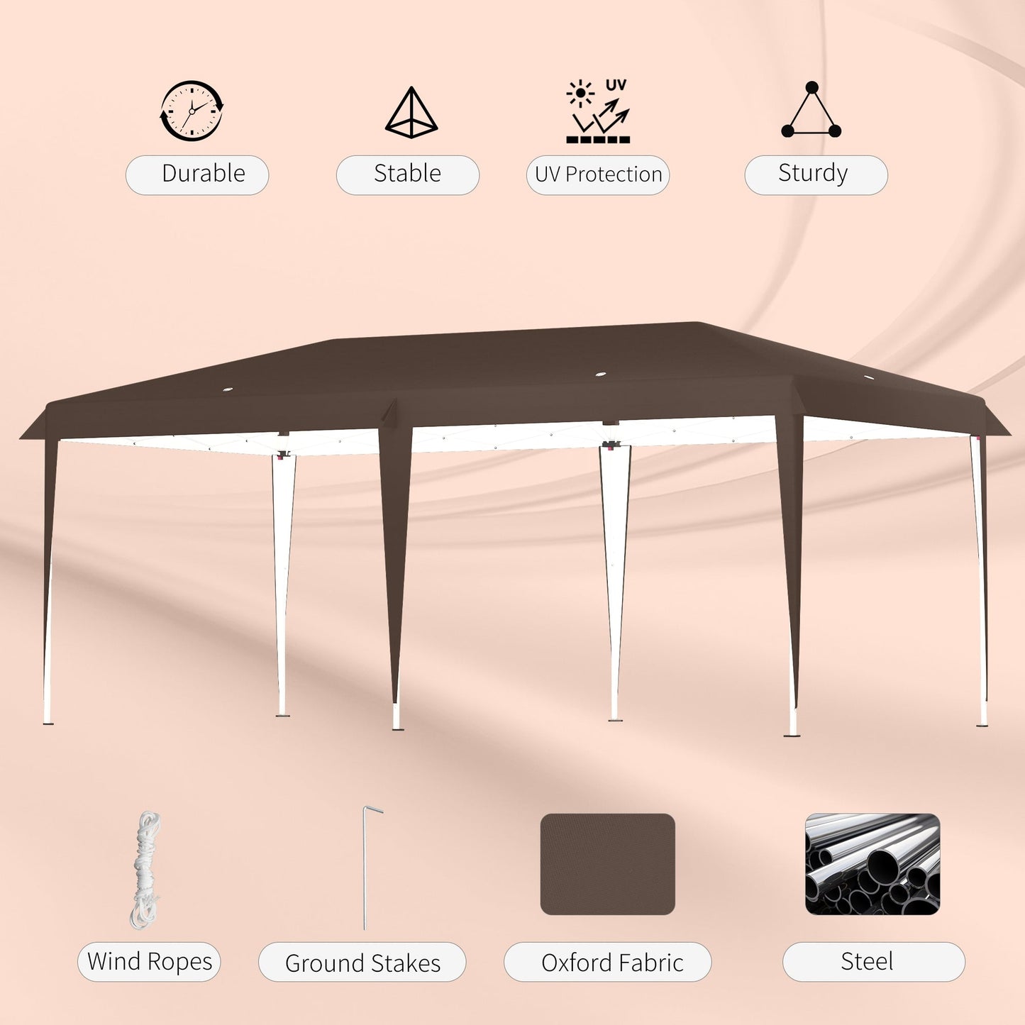 Auvent pop-up robuste Outsunny avec cadre robuste, toit anti-UV et sac de transport pour terrasse, jardin, plage et arrière-cour