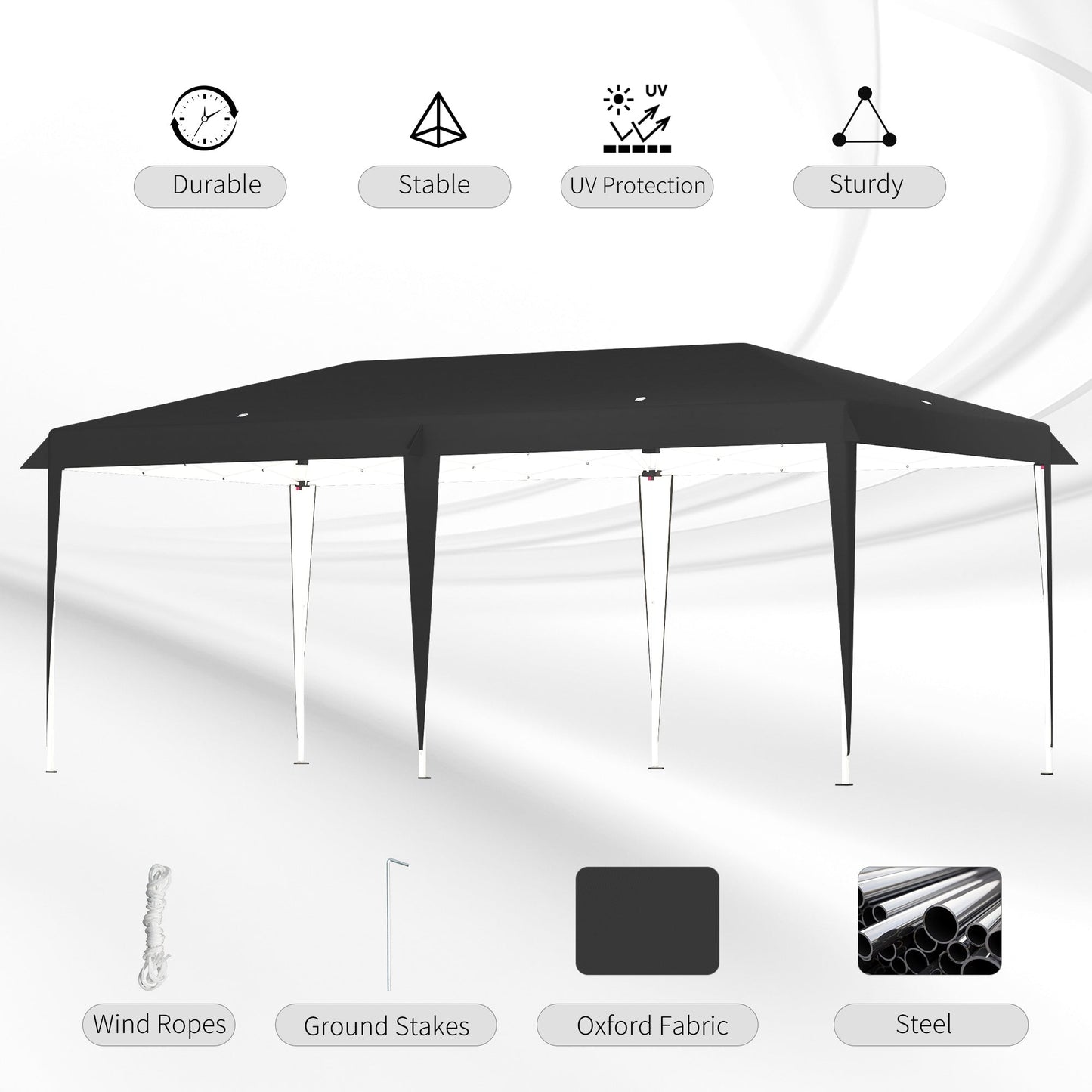 Auvent pop-up robuste Outsunny avec cadre robuste, toit anti-UV et sac de transport pour terrasse, jardin, plage et arrière-cour