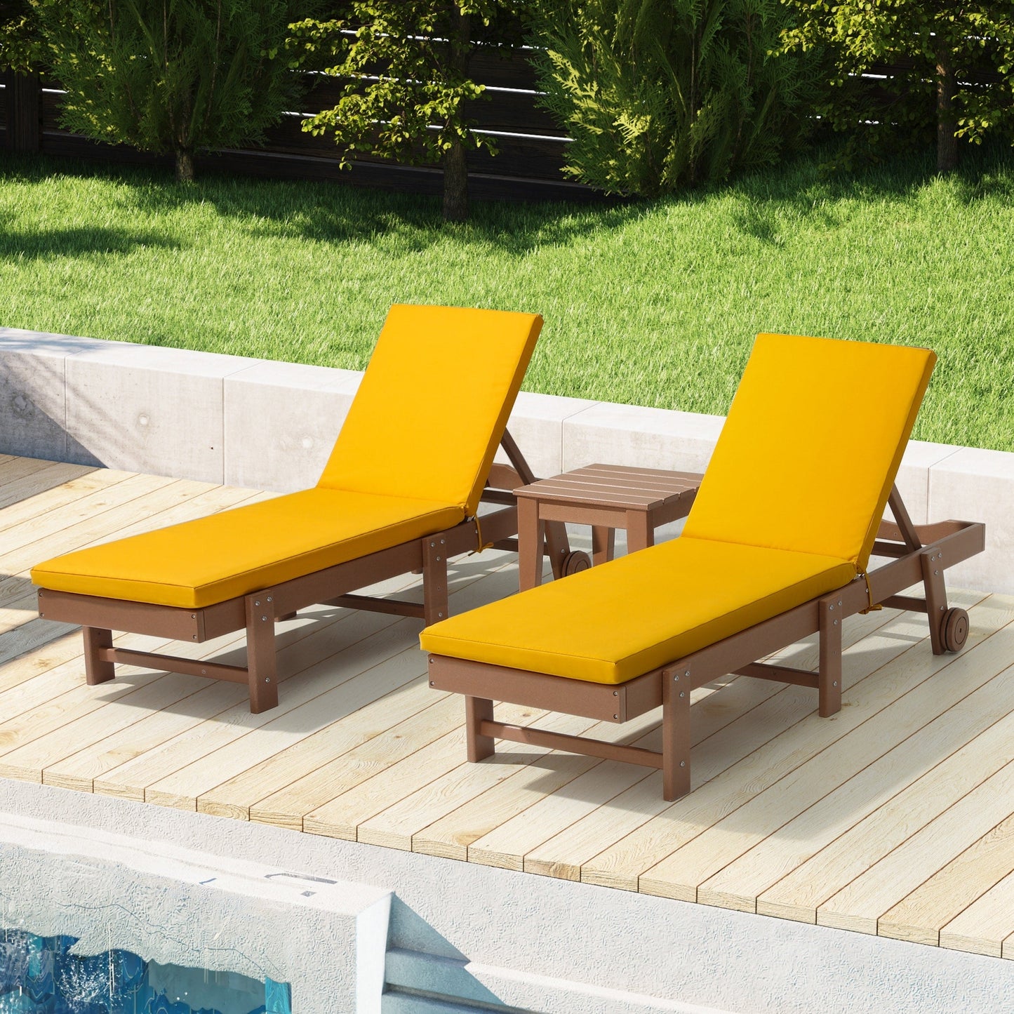 Coussins de chaise longue d'extérieur Polytrends résistants à la décoloration et toutes saisons (lot de 2)