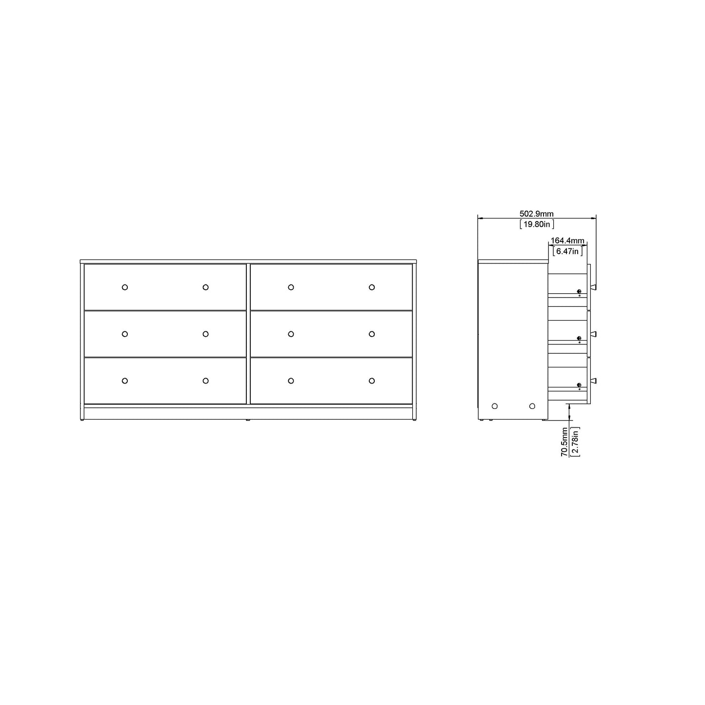 Porch & Den Zoe Commode double à 6 tiroirs