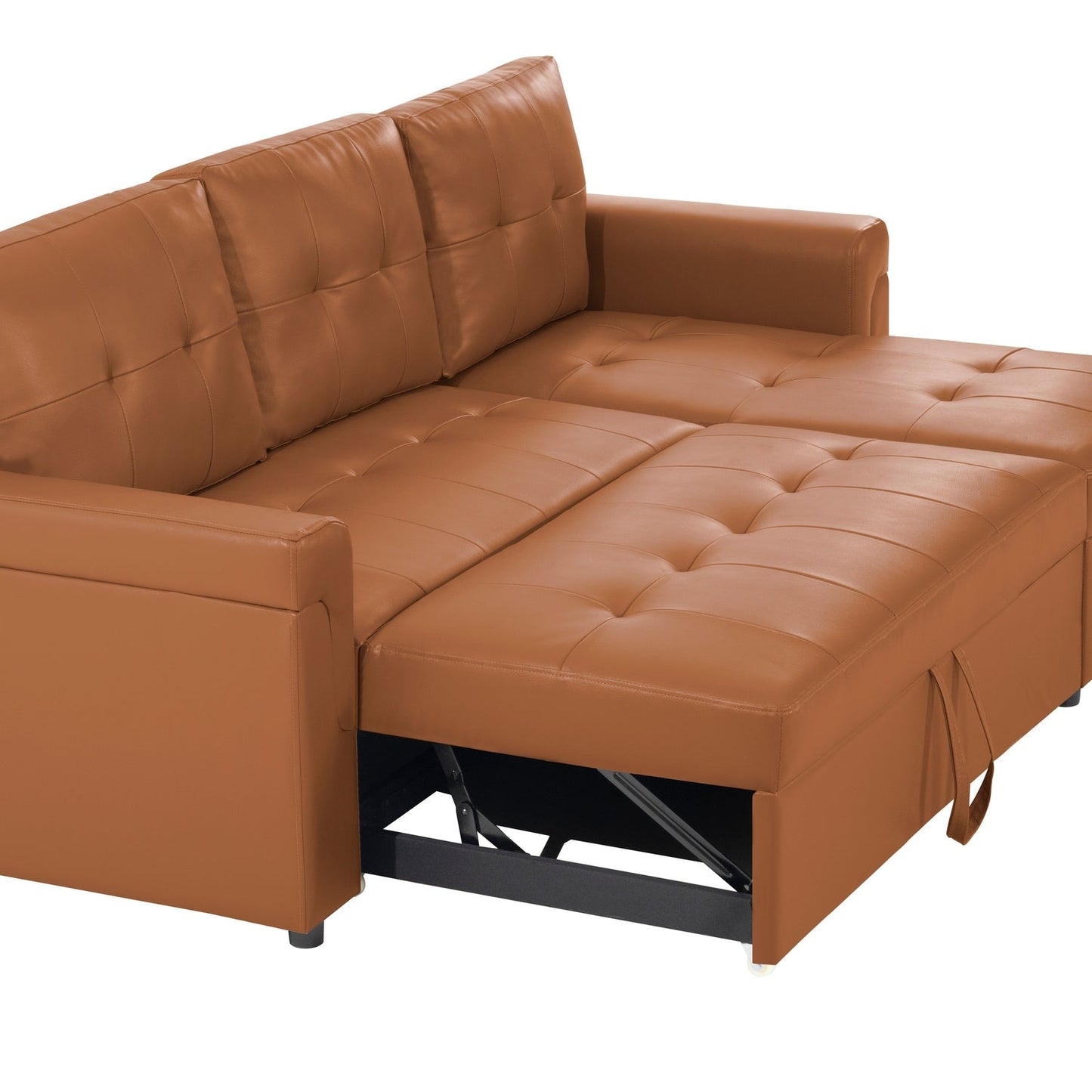 Canapé sectionnel convertible réversible avec lit gigogne, méridienne avec rangement dissimulé et pieds robustes