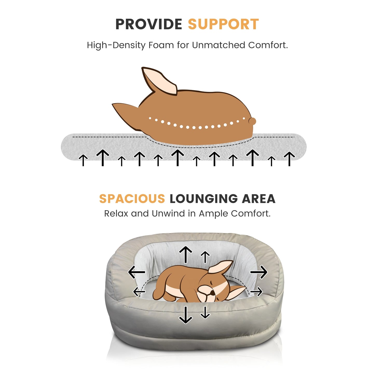 Lit orthopédique imperméable en mousse pour chien WOWMAX pour grands chiens