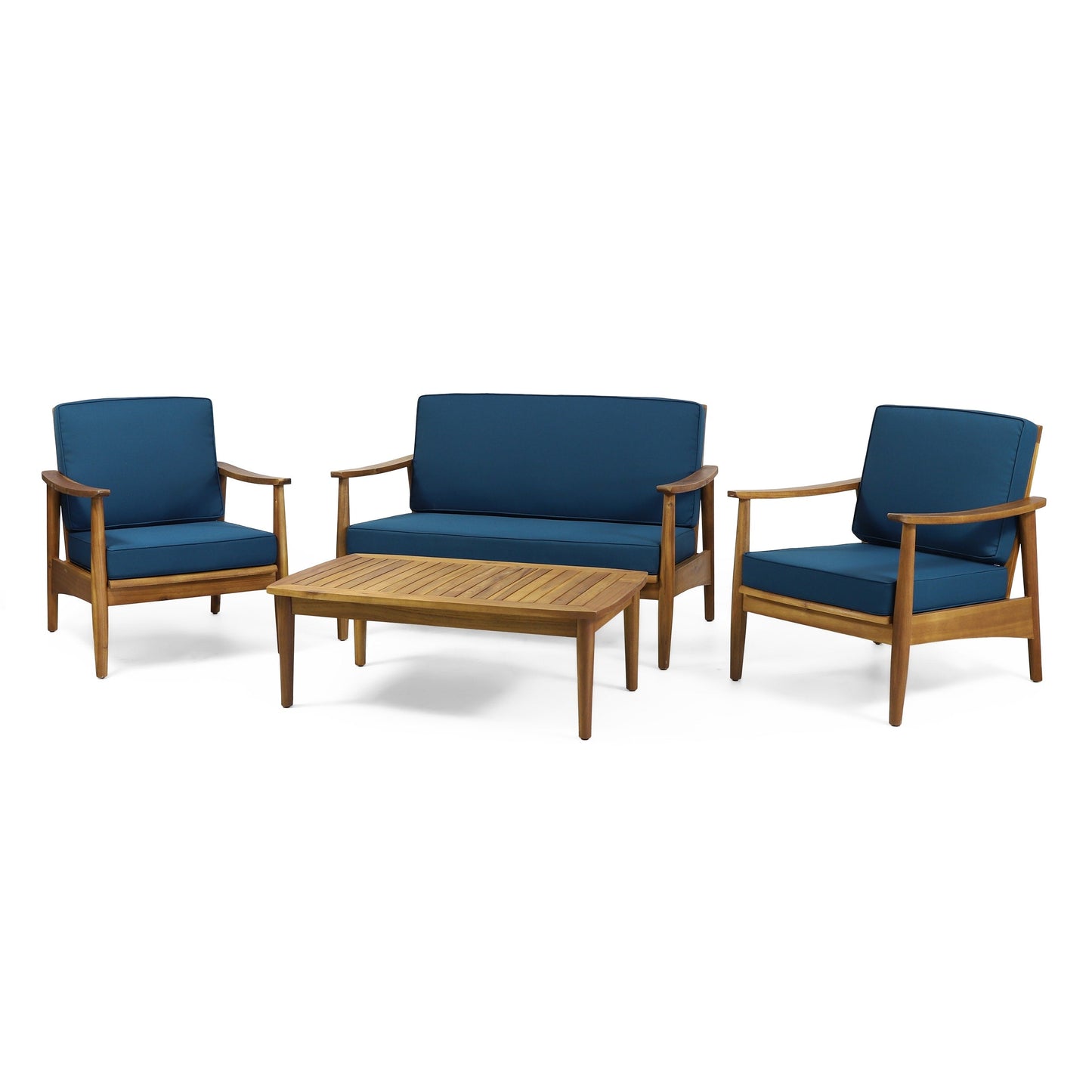 Ensemble de salon de jardin Willowbrook en bois d'acacia 4 places par Christopher Knight Home