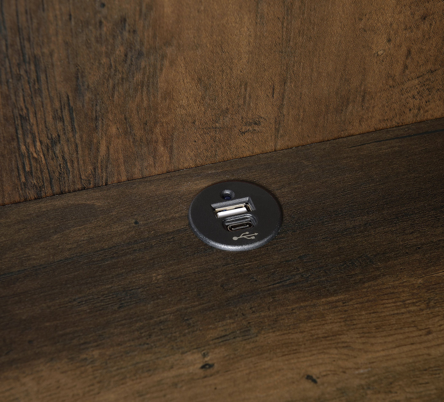 Ensemble bibliothèque murale 3 pièces Westpark avec port USB en pin foncé