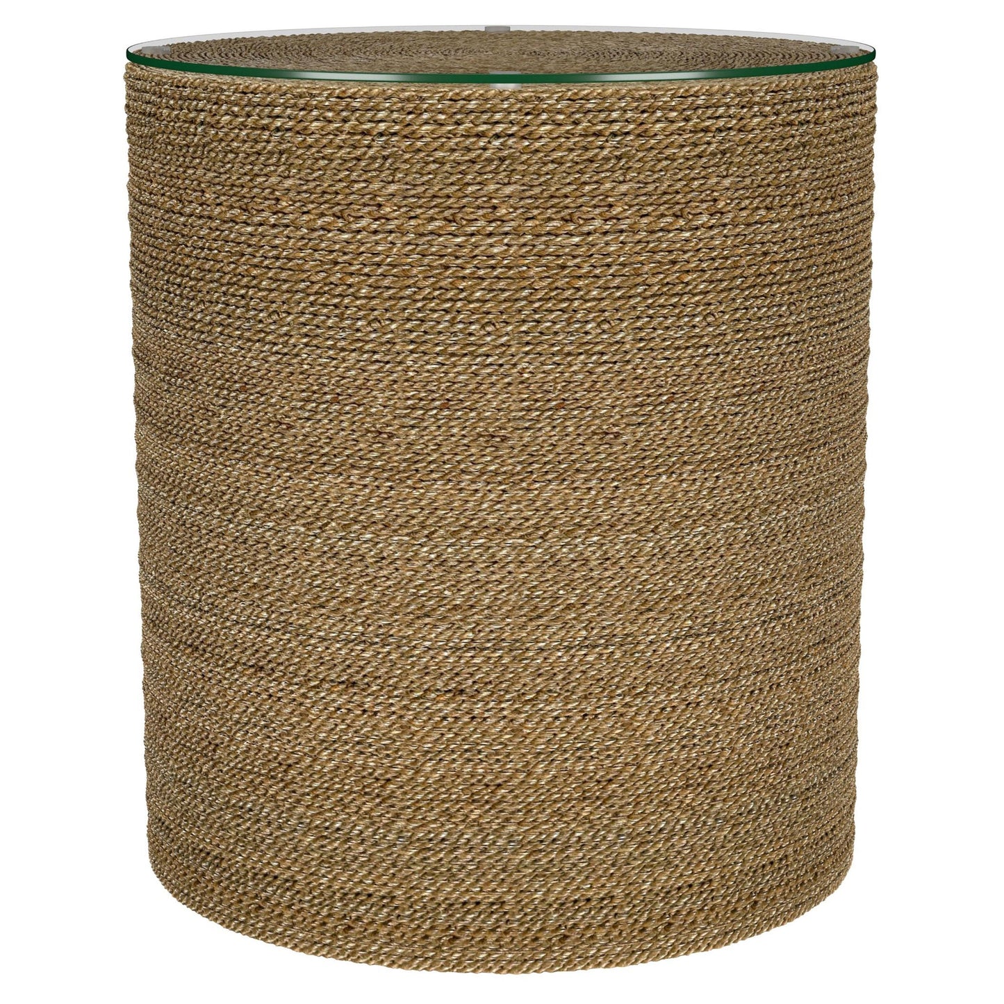 Table d'appoint ronde en jonc de mer tressé Halden, marron clair