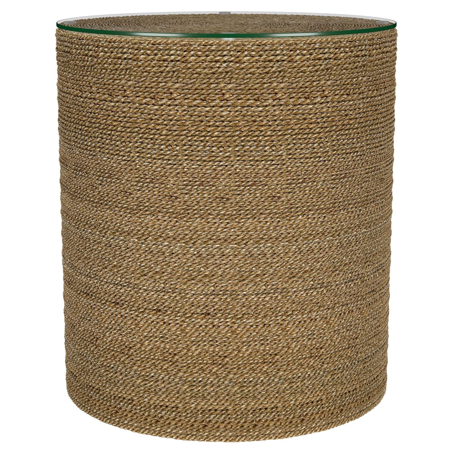 Table d'appoint ronde en jonc de mer tressé Halden, marron clair