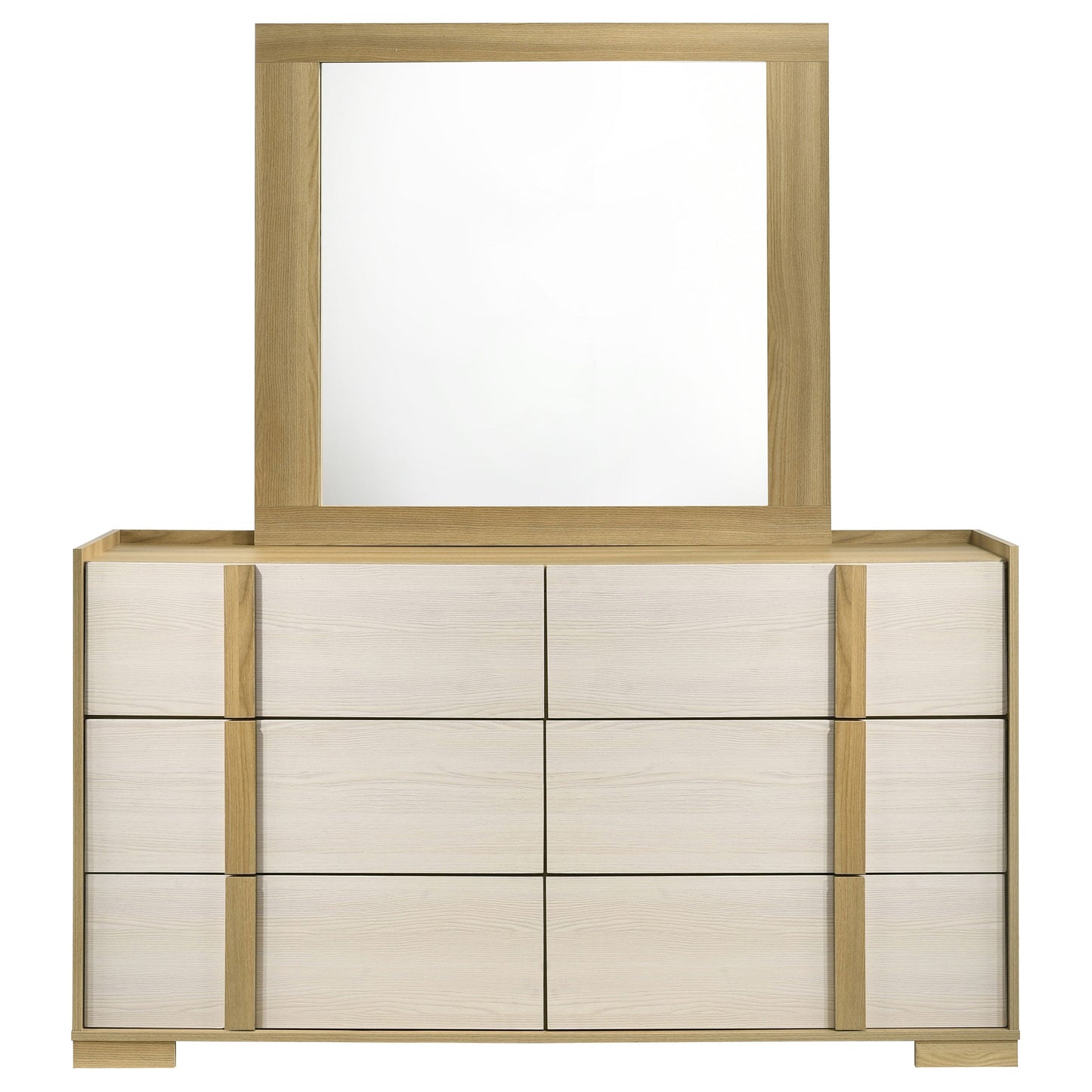 Commode 6 tiroirs avec miroir Hyland Naturel