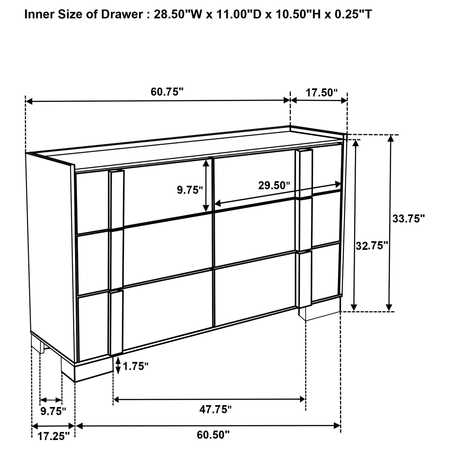 Commode 6 tiroirs Hyland Naturel