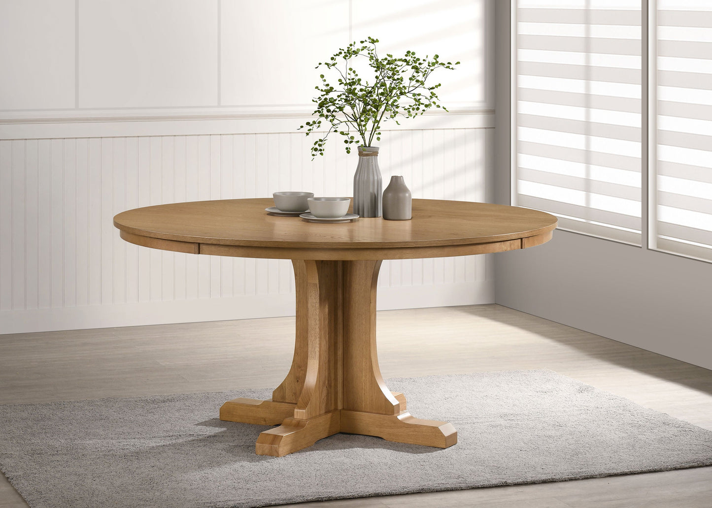 Table à manger ronde Hartville de 60 pouces, brun clair naturel