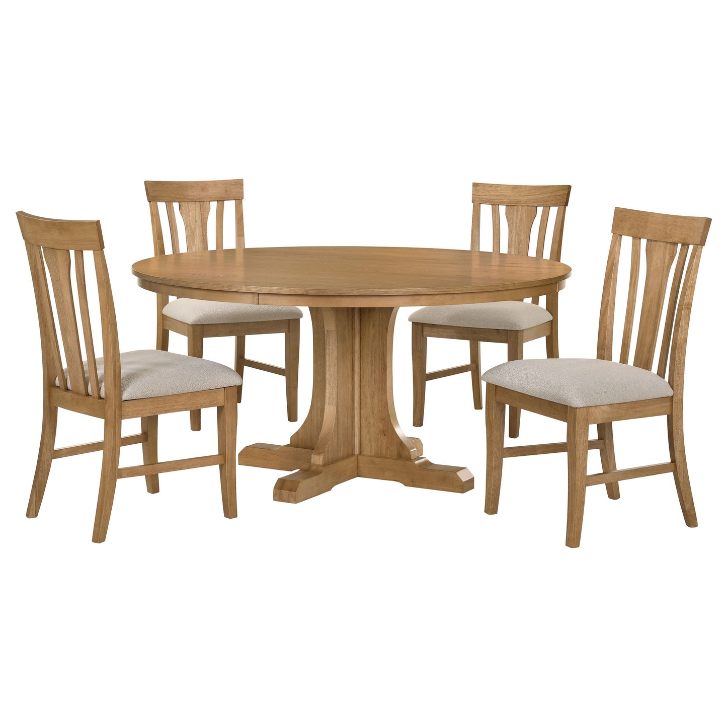 Ensemble de table à manger ronde Hartville 5 pièces, brun clair naturel