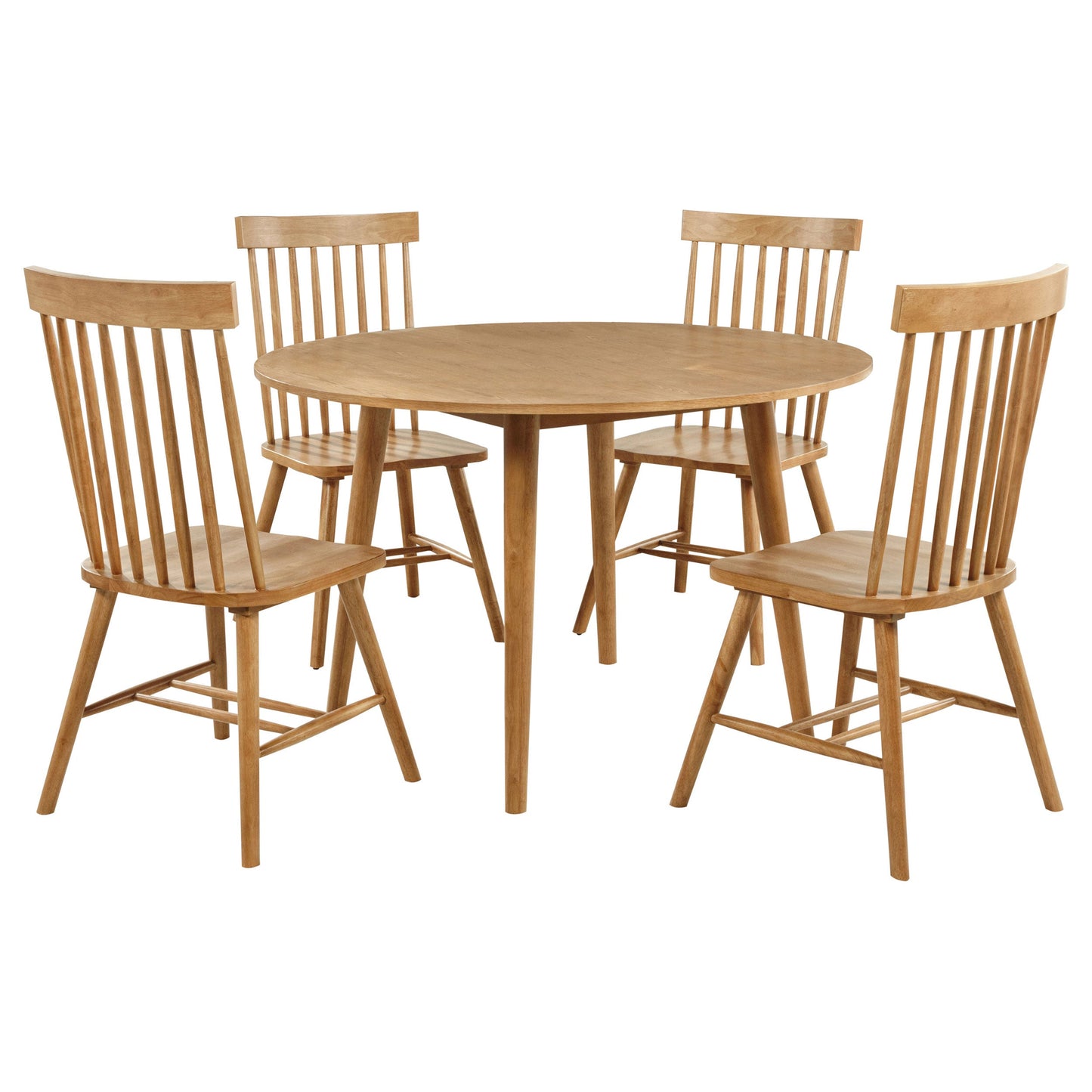 Ensemble de table de salle à manger ronde en bois Andrews 5 pièces, frêne clair