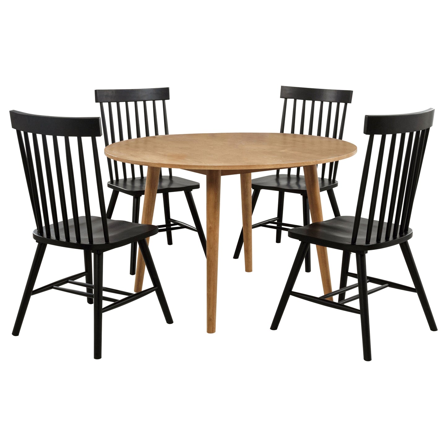 Ensemble de table à manger ronde 5 pièces Andrews en frêne clair et noir