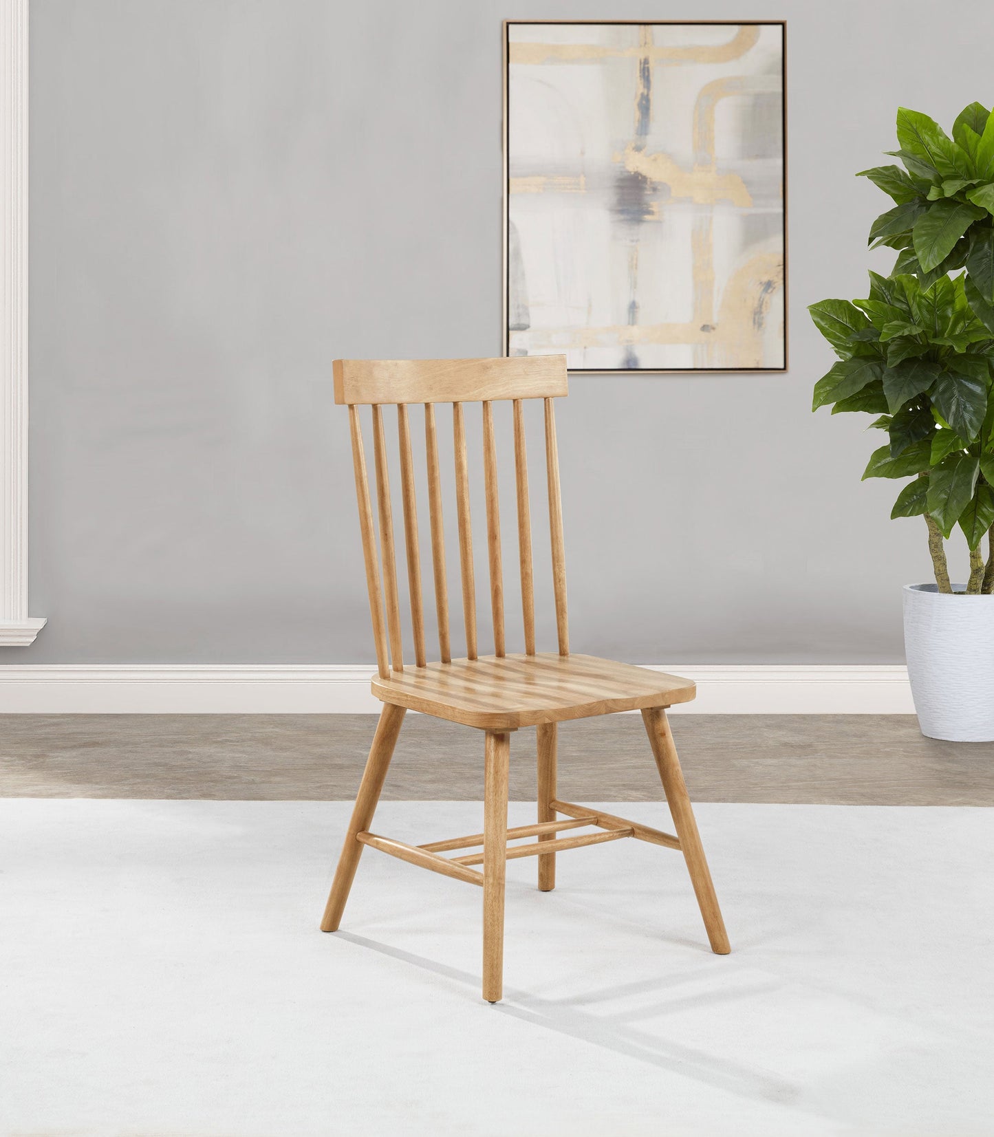 Chaise de salle à manger Andrews Windsor à dossier fuseau en frêne clair