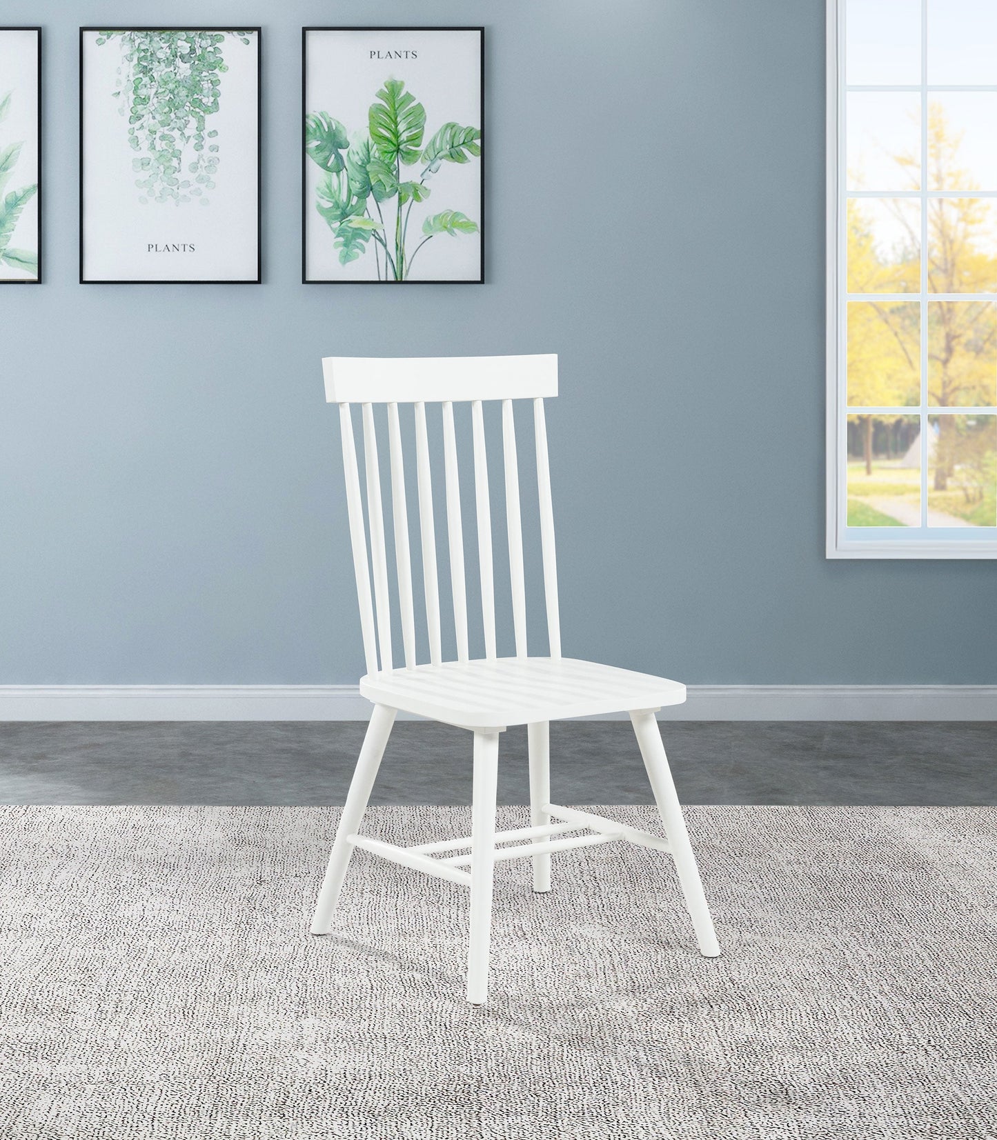 Chaise de salle à manger Andrews Windsor à dossier fuseau, blanche