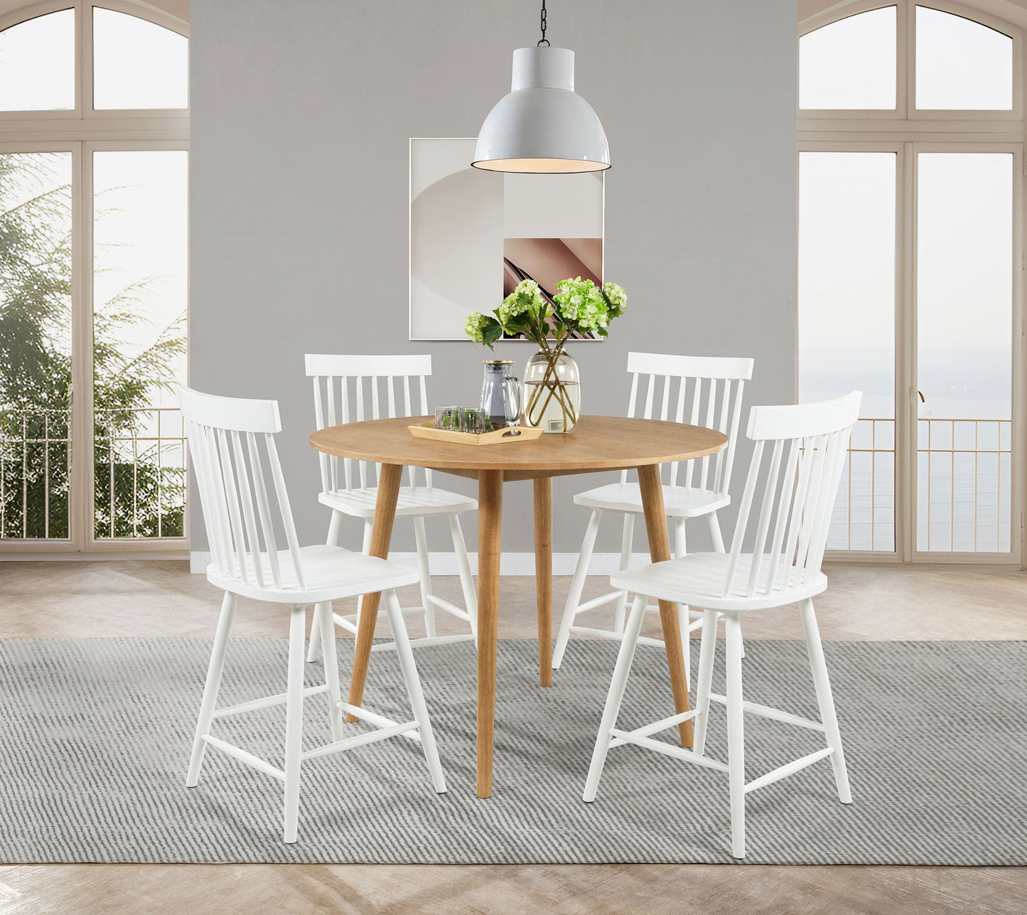 Chaise de salle à manger hauteur comptoir Andrews Windsor blanche