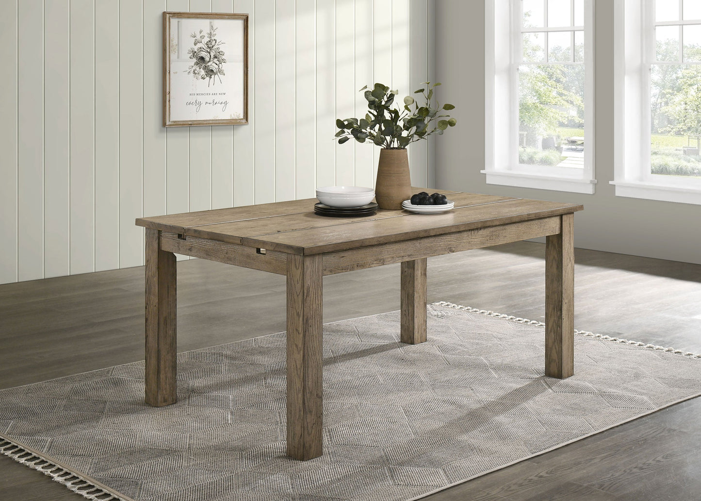 Table à manger extensible en bois massif Cardova de 87 pouces, chêne vigne