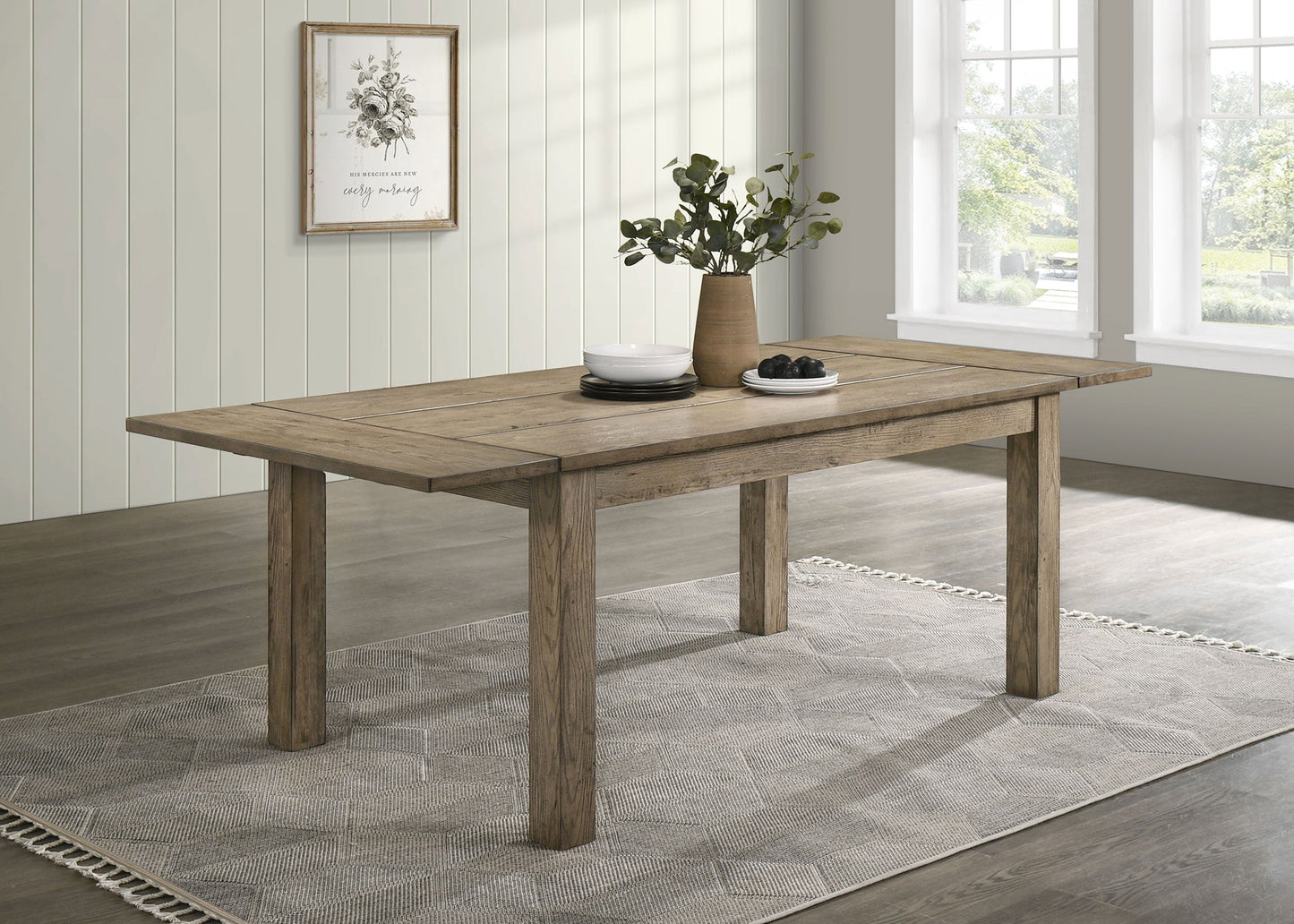Table à manger extensible en bois massif Cardova de 87 pouces, chêne vigne